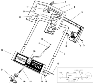 Handle Assembly Diagram and Parts List for 38025 310000001 - 310999999 Lawn Boy Snow Blower